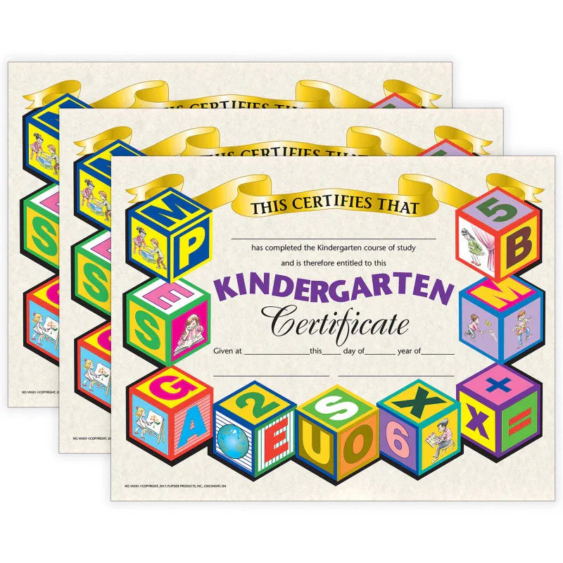Kindergarten Certificate, 8.5" x 11", 30 Per Pack, 3 Packs