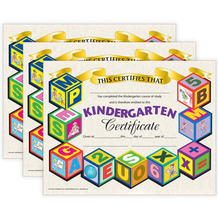 Kindergarten Certificate, 8.5" x 11", 30 Per Pack, 3 Packs