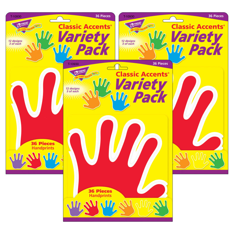 Handprints Classic Accents&reg; Variety Pack, 36 Per Pack, 3 Packs