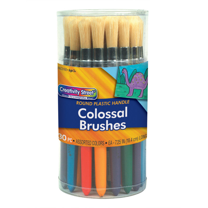 Colossal Brushes, Round, Assorted Colors, 7.25" Long, 30 Brushes, (PACAC5168)
