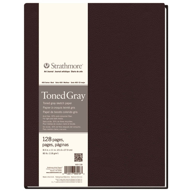 400 Series Art Journal Sketch Paper, Toned Gray, Hardbound Binding, 128 Page/64 Sheet, 8.5x11 inch, 1 Count