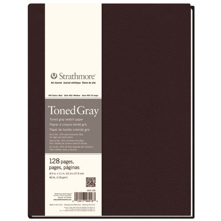 400 Series Art Journal Sketch Paper, Toned Gray, Hardbound Binding, 128 Page/64 Sheet, 8.5x11 inch, 1 Count