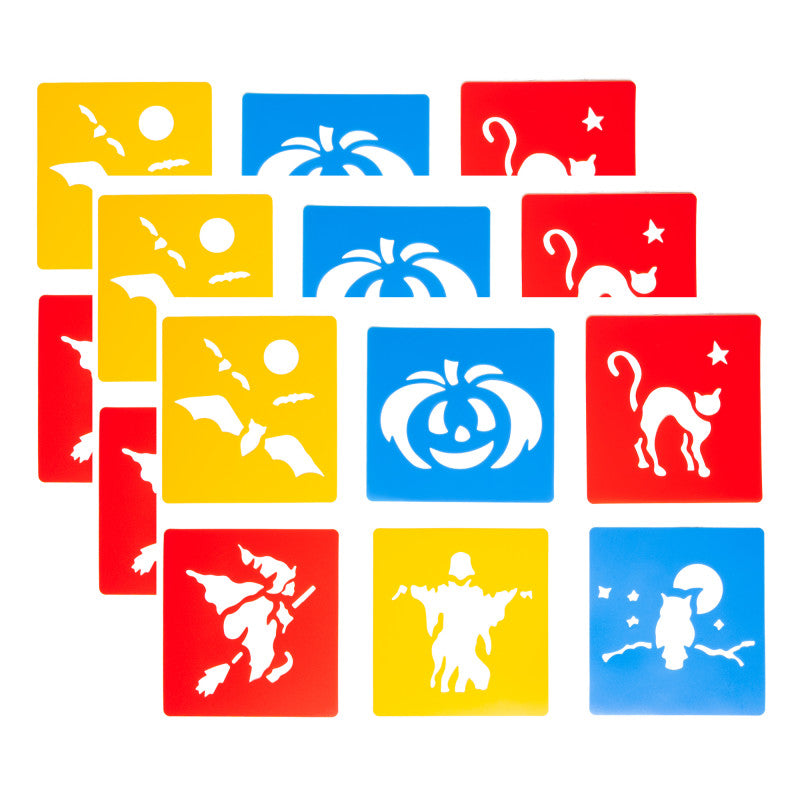 Halloween Stencils, Plastic, 6 Count, Pack of 3