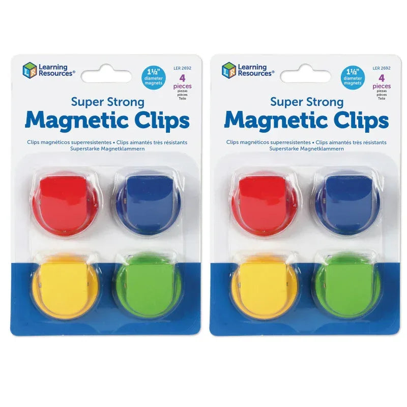 Super Strong Magnetic Clips, 1 1/2" Diameter, 4 Per Pack, 2 Packs