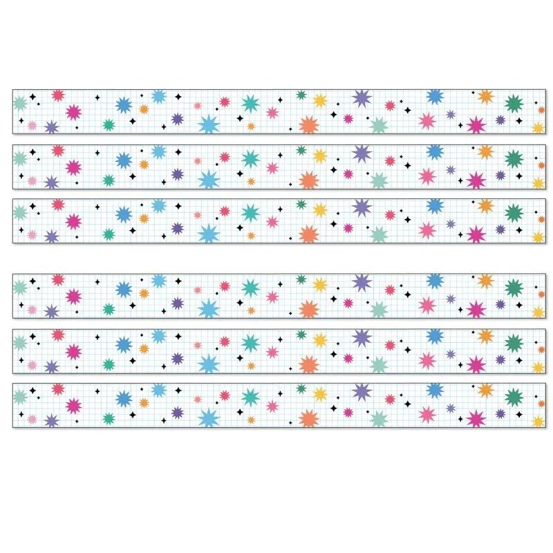 Happily Ever Elementary Retro Remix Bursts & Twinkles Straight Bulletin Board Borders, 36 Feet Per Pack, 6 Packs