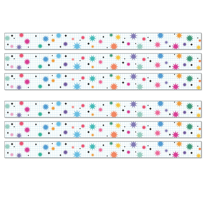 Happily Ever Elementary Retro Remix Bursts & Twinkles Straight Bulletin Board Borders, 36 Feet Per Pack, 6 Packs