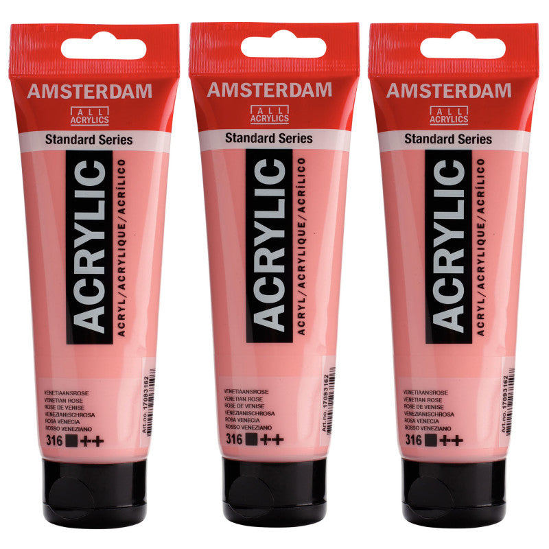 Standard Acrylic Paint, 120ml, Venetian Rose 316, Pack of 3