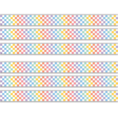 Cool for School Checkers Straight Border Trim, 35 Feet Per Pack, 6 Packs