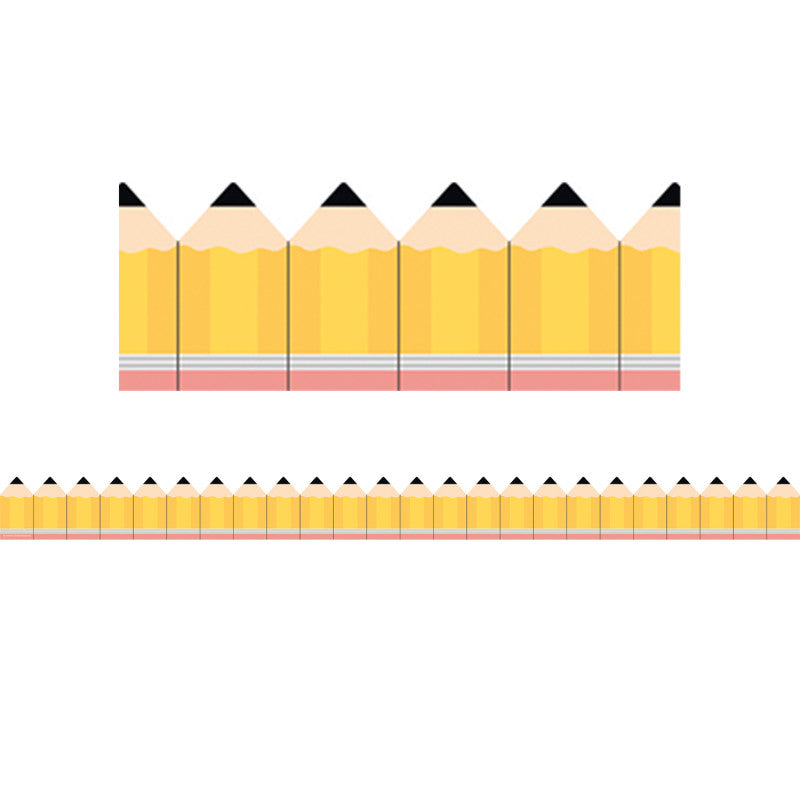 Yellow Pencils Die-Cut Decorative Border Trim, 35 ft