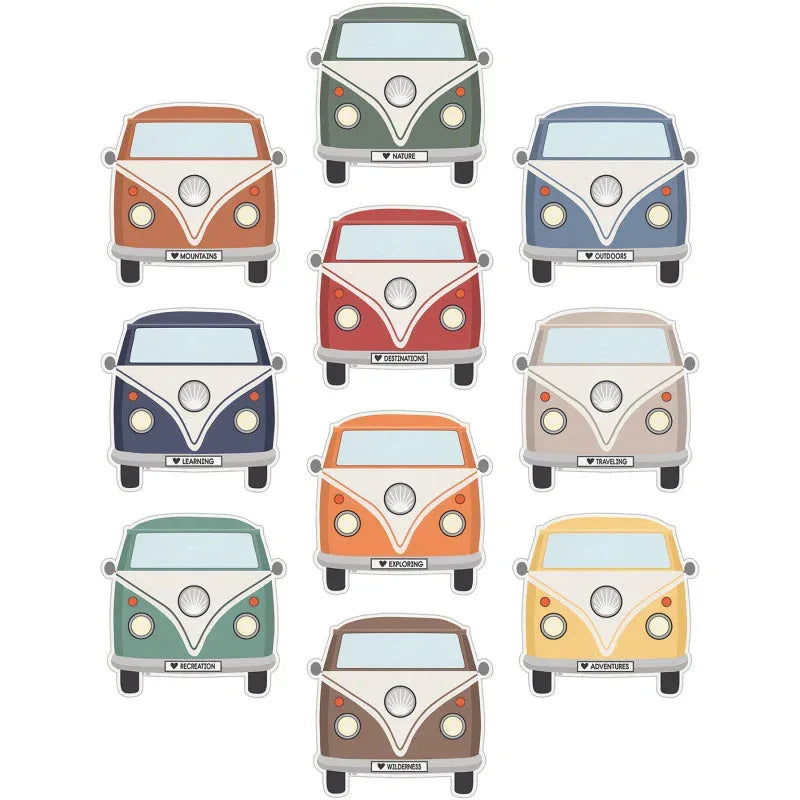 Moving Mountains Road Trip Camper Vans Accents, Pack of 30
