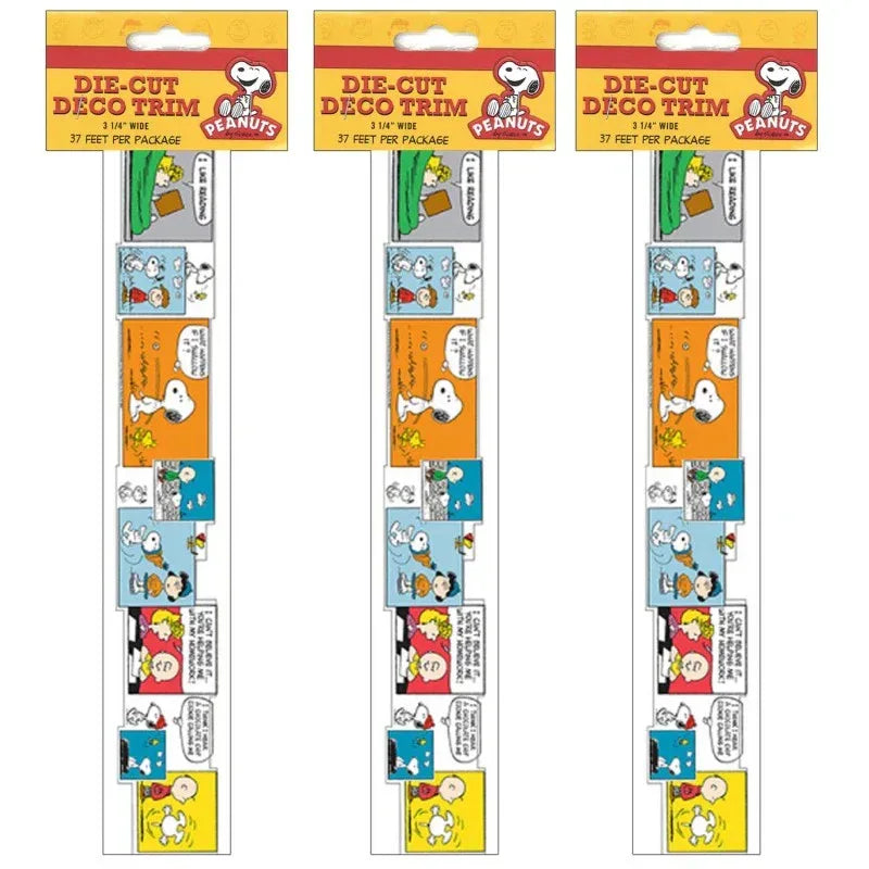 Peanuts&reg; Comic Blocks Extra Wide Die Cut Deco Trim&reg;, 37 Feet Per Pack, 3 Packs