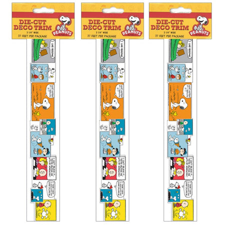 Peanuts&reg; Comic Blocks Extra Wide Die Cut Deco Trim&reg;, 37 Feet Per Pack, 3 Packs