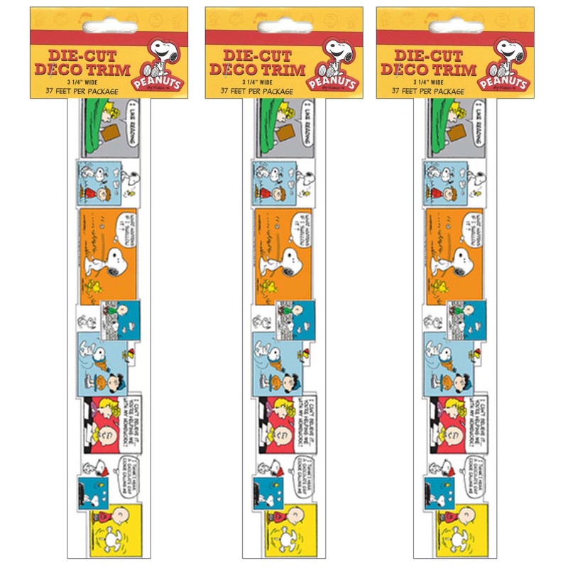 Peanuts&reg; Comic Blocks Extra Wide Die Cut Deco Trim&reg;, 37 Feet Per Pack, 3 Packs