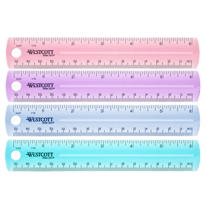 6" Plastic Ruler, Assorted Colors (No Color Choice)