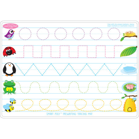 Smart Poly&trade; Learning Mat, 12" x 17", Double-Sided, Prewriting & Shape Tracing