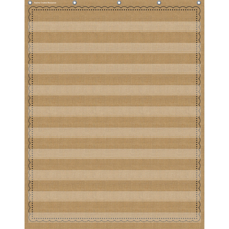 10-Pocket Pocket Chart, Burlap Design, 34" x 44"