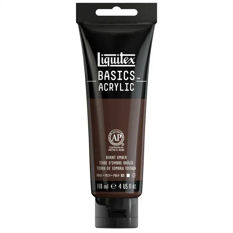 BASICS Acrylic Paint, 118 mL Tube, Burnt Umber