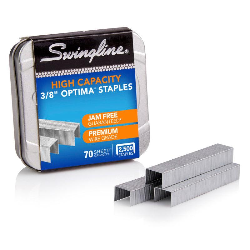 High Capacity Staples, 3/8 in Leg Length, 125 Per Strip, 2,500 Per Box
