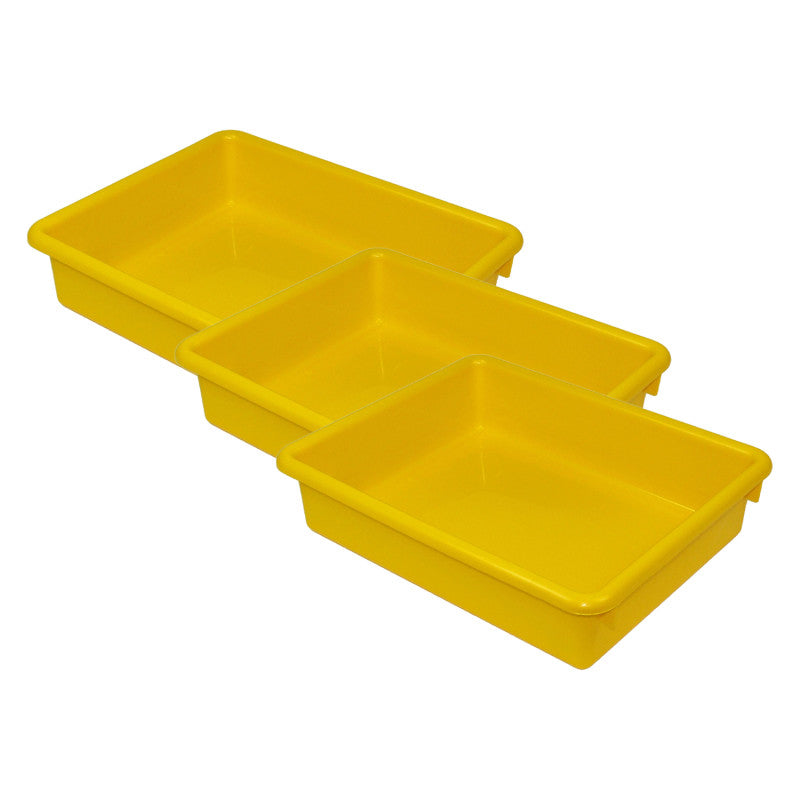 Stowaway&reg; 3" Letter Tray no Lid, Yellow, Pack of 3