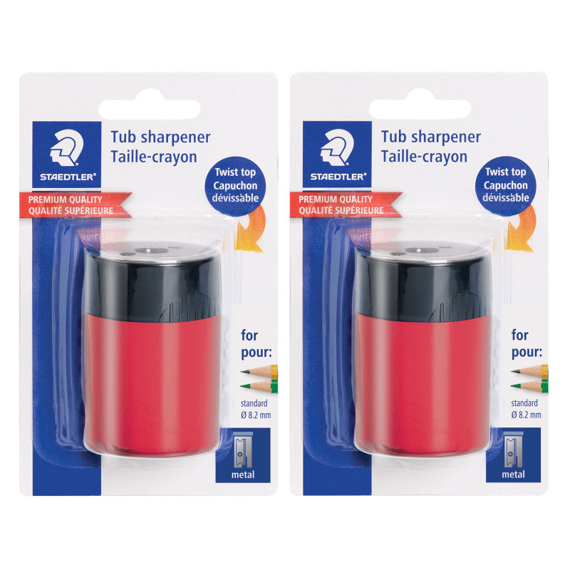 Personal Pencil Sharpener, Single-Size, Screw-top Lid, Set of 2