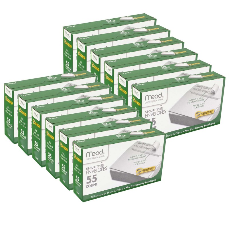 Press-It Seal-It&reg; Security Envelopes, # 6 3/4, 55 Per Box, 12 Boxes