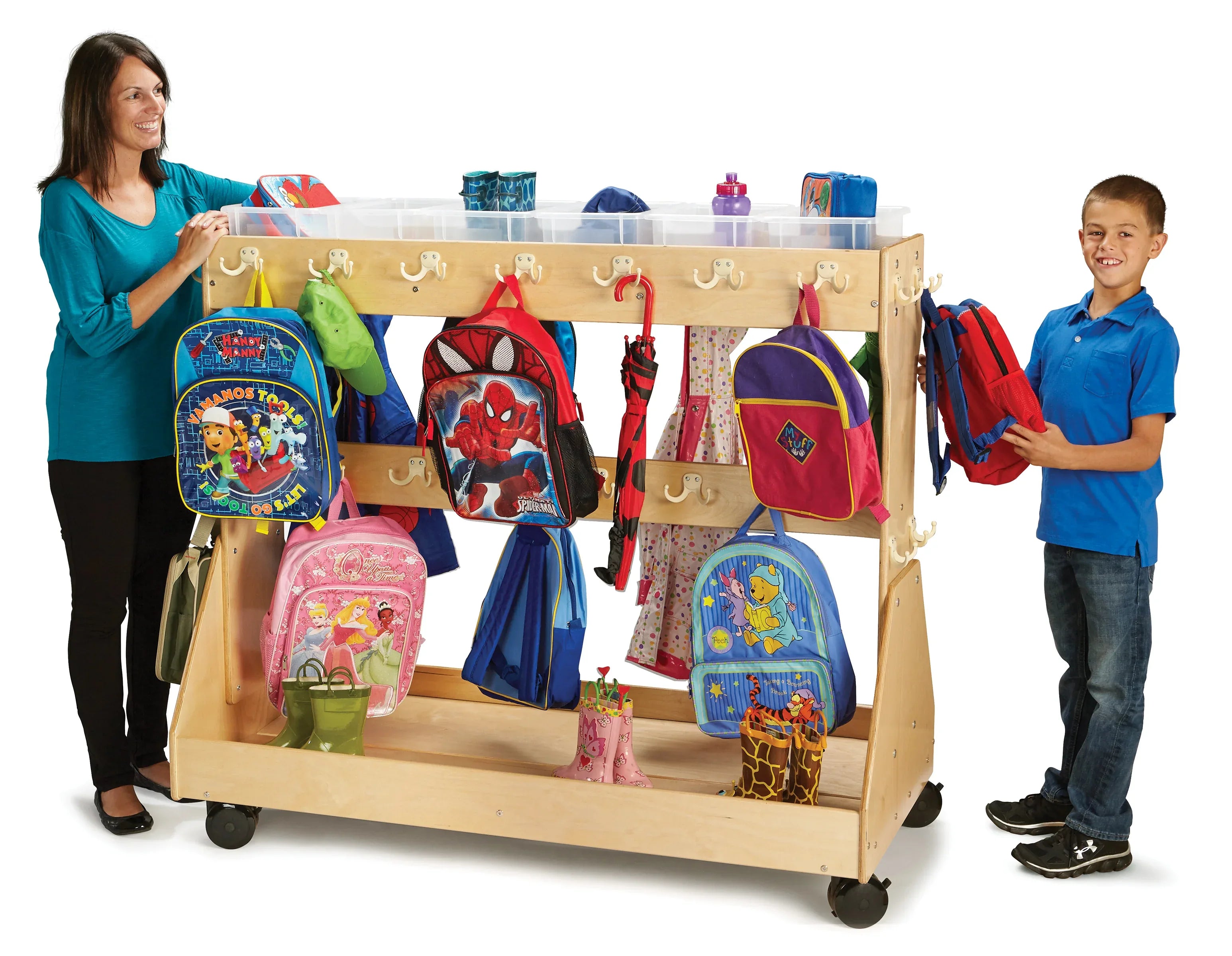 Jonti-Craft® Mobile Backpack Cart – with Clear Cubbie-Trays