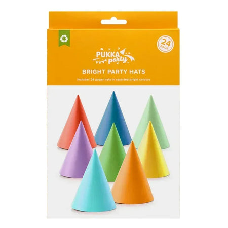 Bright Party Hats, 24 Pieces