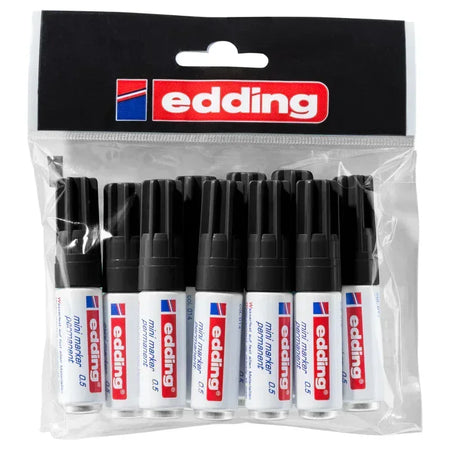 Mini Permanent Markers, Black, Set of 10