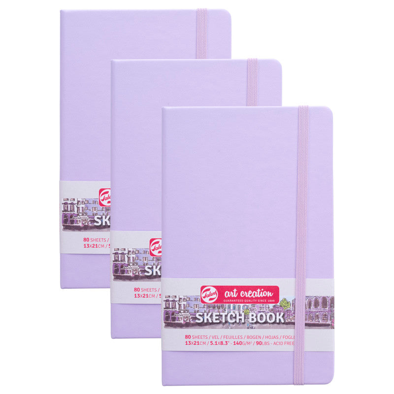 Sketchbook, 80 Sheets, 90lbs, Pastel Violet Cover, 5.1" x 8.3", Pack of 3