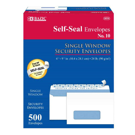 #10 Self-Seal Security Single Window Envelopes, Box of 500
