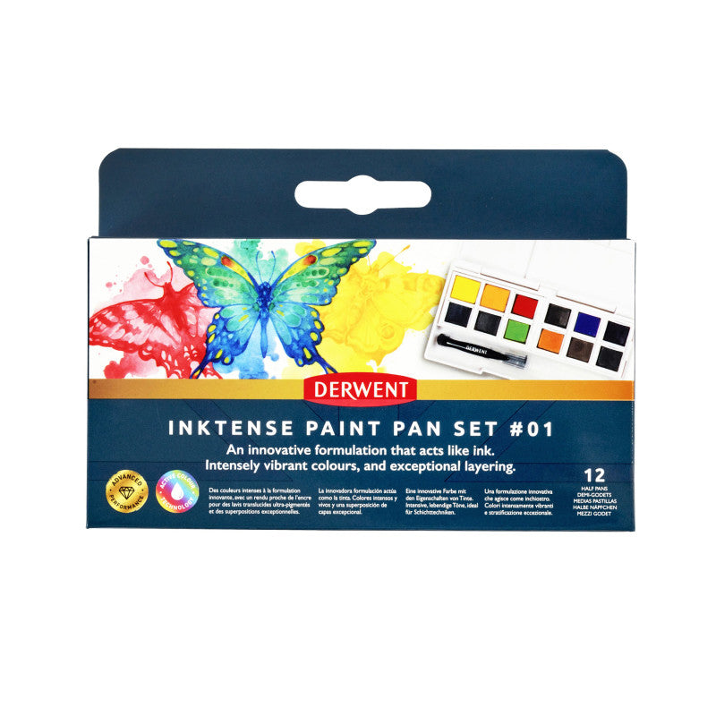 Inktense Water-Soluble Paint Pan Set 1, 12 Colors with Brush