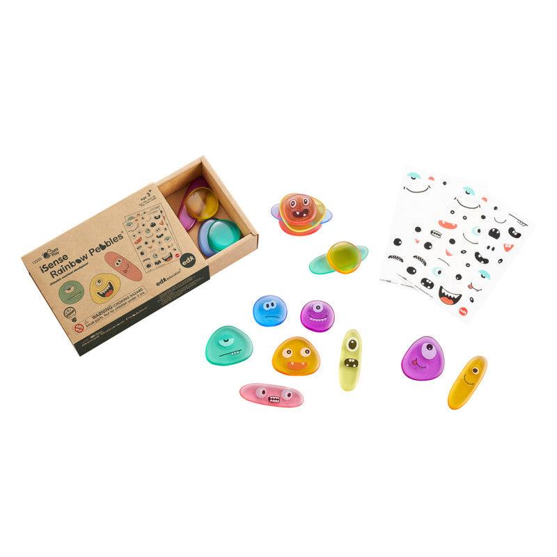Translucent Rainbow Pebbles Emotion Sorting Set, 18 Pieces