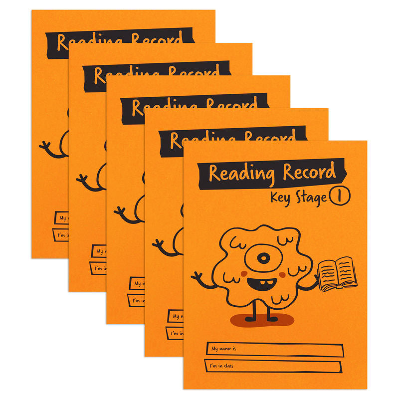 Little Monsters Reading Record, Key Stage 1, A5, 36 Pages, Orange, 5-Pack