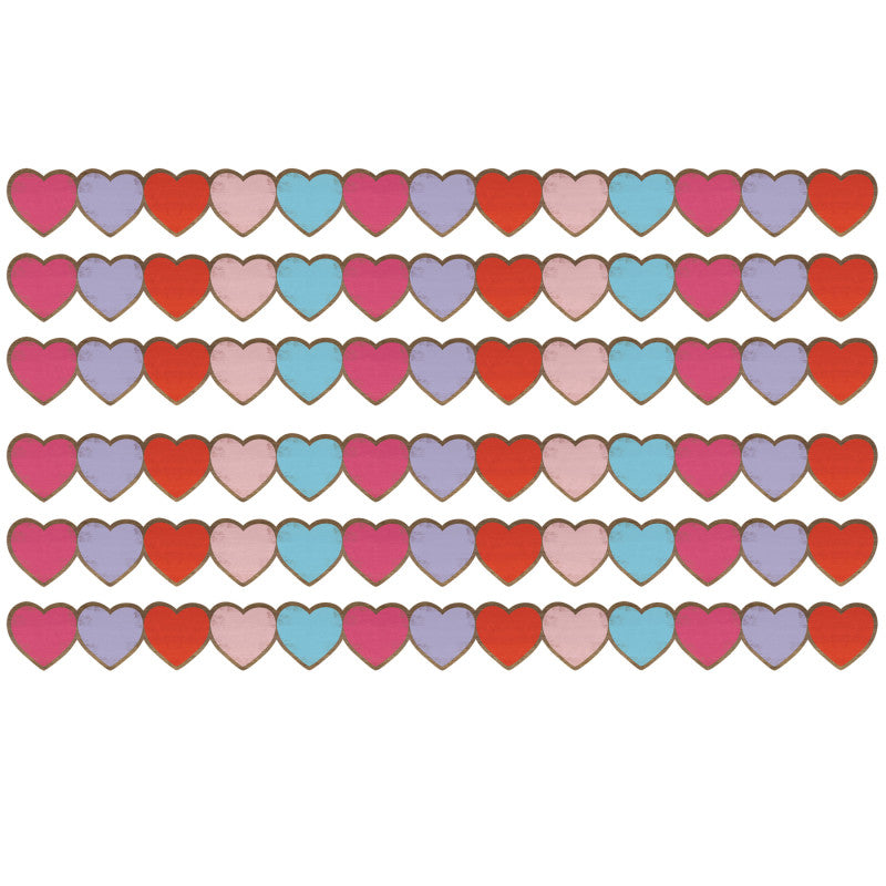Home Sweet Classroom Hearts Die-Cut Border Trim, 35 Feet Per Pack, 6 Packs