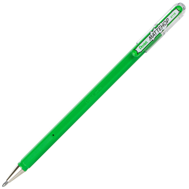 Hybrid MATTEHOP Gel Roller, 1.0mm, Matte Green Ink, Pack of 12