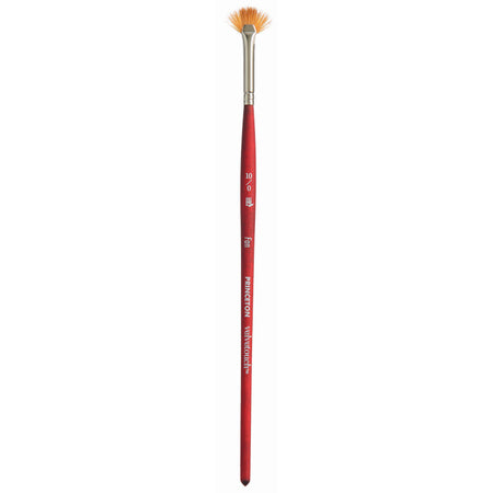 Velvetouch Fan Brush, Synthetic Bristles, Short Handle Mixed Media Paintbrush, Scarlet, Size 10/0, 1 Count