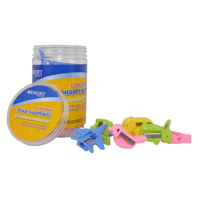 Manual Pencil Sharpeners Fun Pack, Assorted Shapes, 30 Count