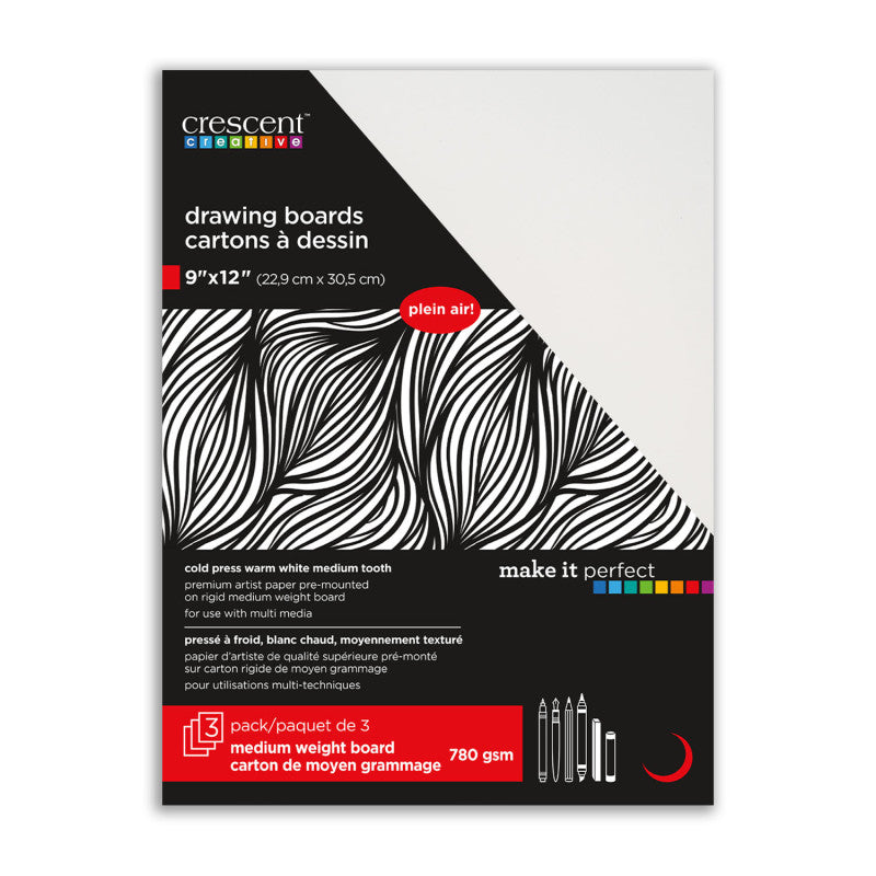 Cold Press Illustration Board, 9 x 12 in, White, 3-Pack