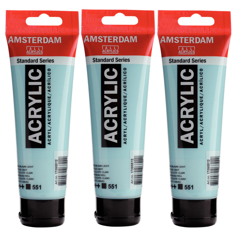 Standard Acrylic Paint, 120ml, Sky Blue Light 551, Pack of 3