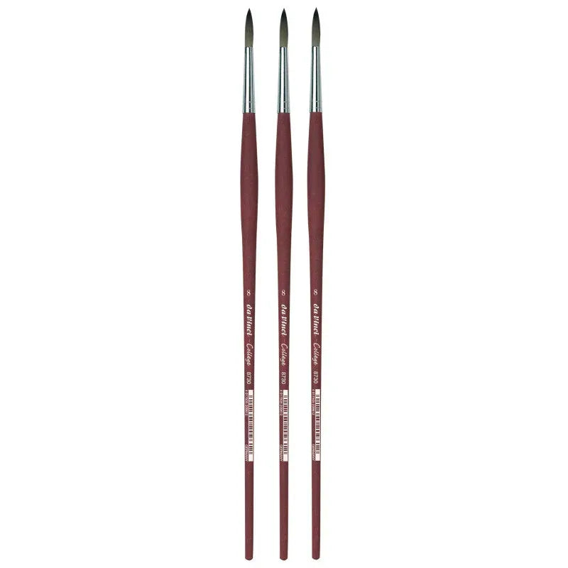 COLLEGE Student Brush, Synthetic, Acrylic & Oil, Round, Series 8730, Size 8, Pack of 3