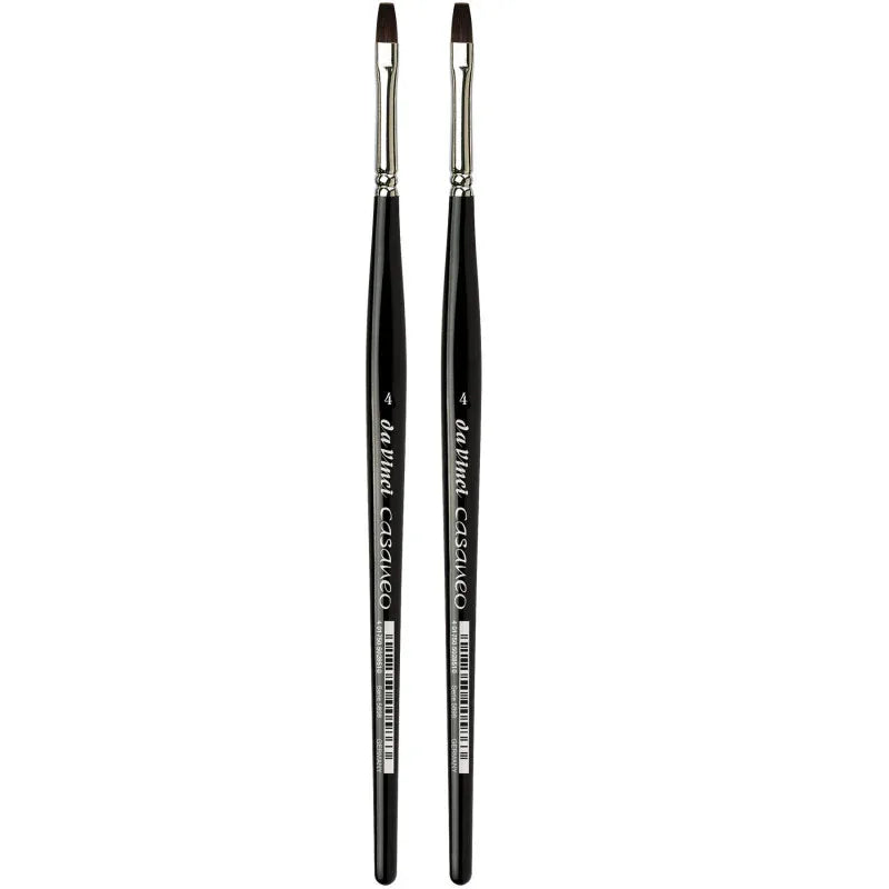 CASANEO Urban Sketching, Extra Soft Synthetic, Watercolor & Acrylic, Flat, Series 5898, Size 4, Pack of 2