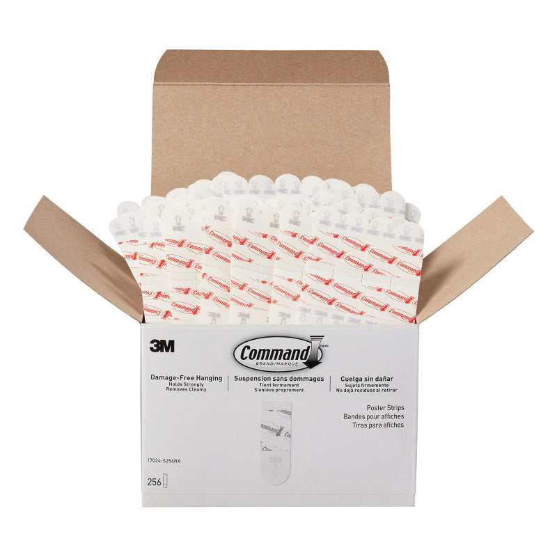 Removable Poster Hanging Strips, Holds Up to 1 lb per Pair, 1.63 x 2.75 Inches, White, 256 Strips