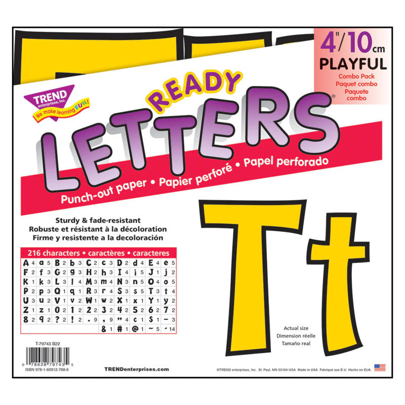 Yellow 4-Inch Playful Uppercase/Lowercase Combo Pack (EN/SP) Ready Letters&reg;
