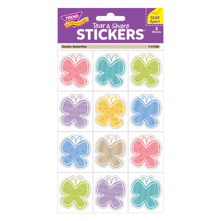 Garden Butterflies Tear & Share Stickers&reg;, 60 Count