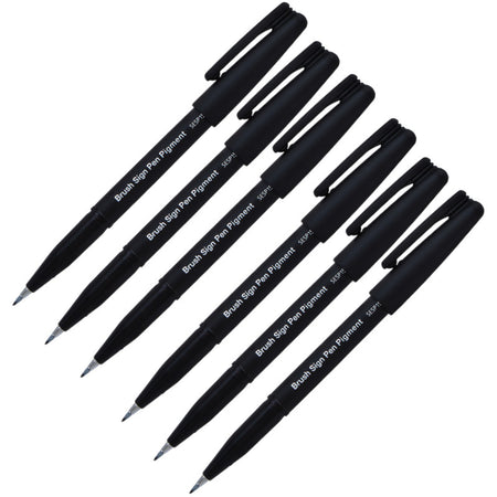 Sign Pen Brush, Open Stock, Black Pigment Ink, Pack of 6 3b5d688fd5ad815680ca6238cdb1e5b7185ad485