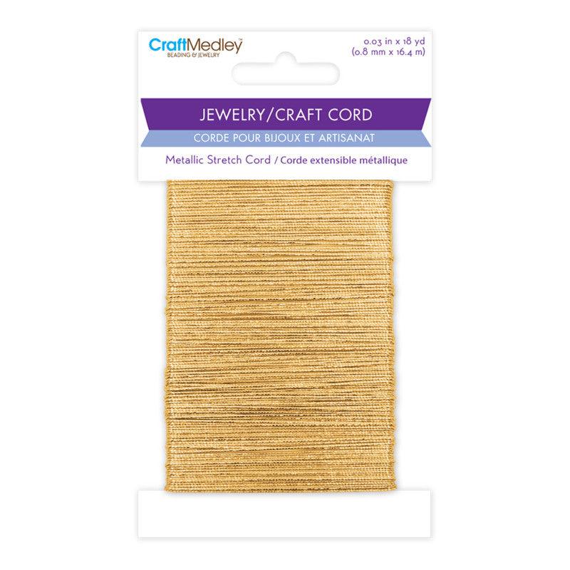Metallic Stretch Jewelry and Craft Cord, Gold, 0.8 mm x 18 Yards