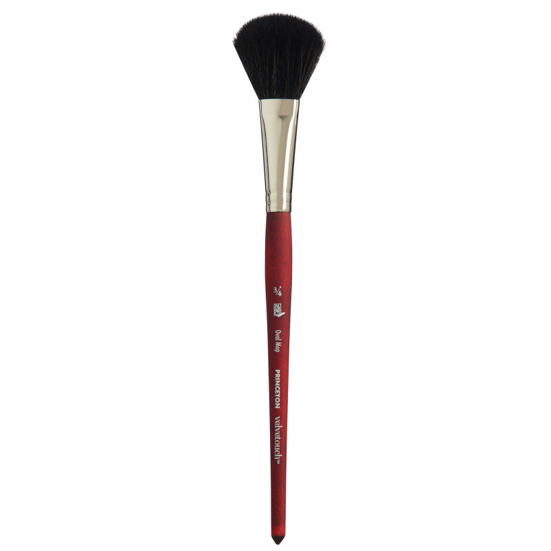 Velvetouch Oval Mop Brush, Synthetic Bristles, Short Handle Mixed Media Paintbrush, Scarlet, Size 3/4 inch, 1 Count