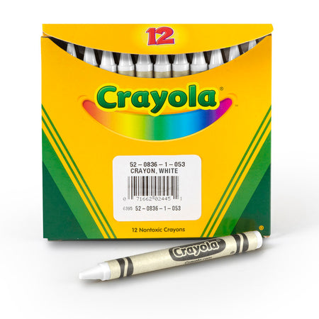 Bulk Crayons, Regular Size, White, 12 Count