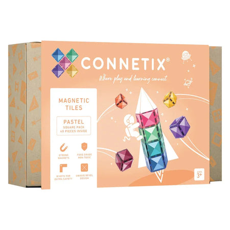 Magnetic Tiles Pastel Square Pack, 40 Pieces