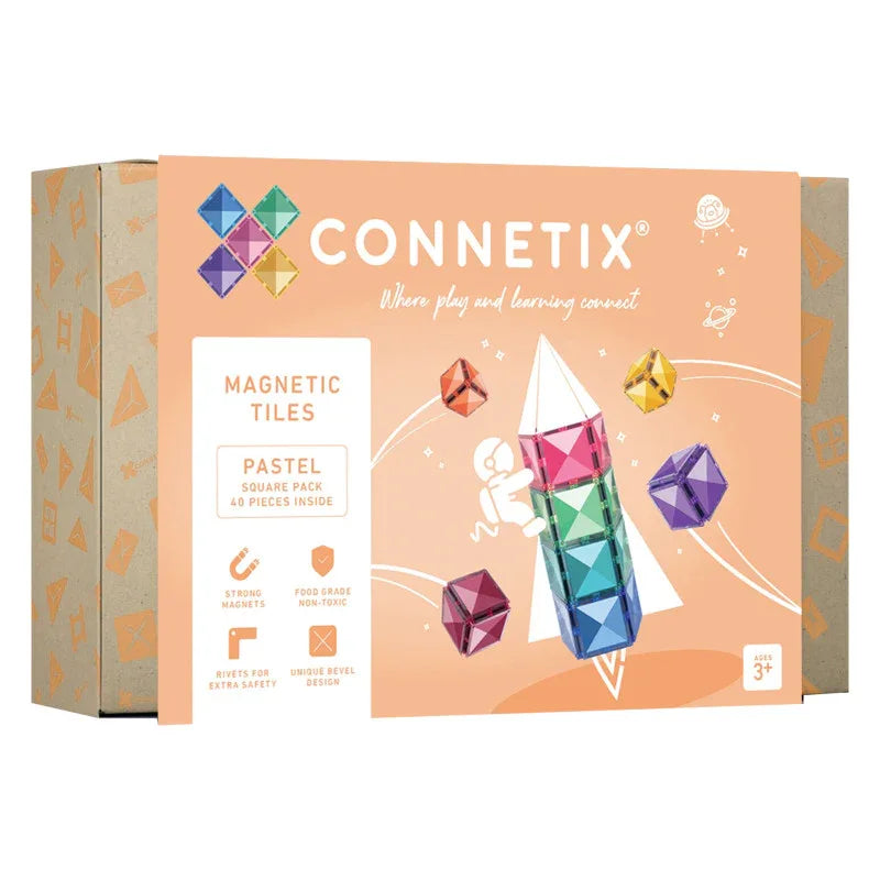 Magnetic Tiles Pastel Square Pack, 40 Pieces